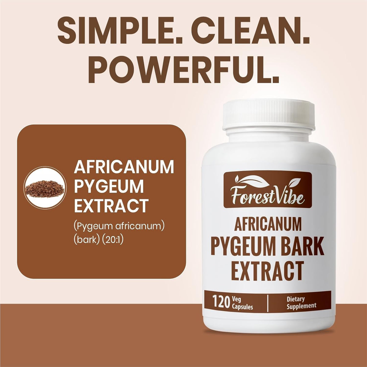 Pygeum Supplement for Men 500mg, Standardized Pygeum Africanum Bark Extract, 120 Vegan Capsules, 4 Month Supply, Non-GMO and Gluten Free Capsules for Men & Women