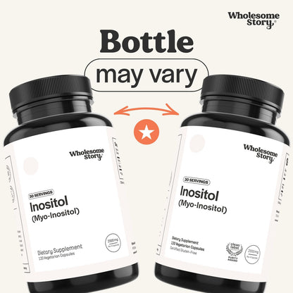 Wholesome Story Myo-Inositol Supplement | Inositol Powder Capsules | Myoinositol | 2000mg Per Serving | 500mg Per Capsule | Male and Female Fertility Supplement | Vitamin B8 | 120 Capsules