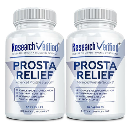 Research Verified Prosta Relief - Saw Palmetto and Bioperine - Prostate Health, Bladder & Urinary Health, Drive and Performance - Pure Natural, 90 Capsules (Pack of 1)