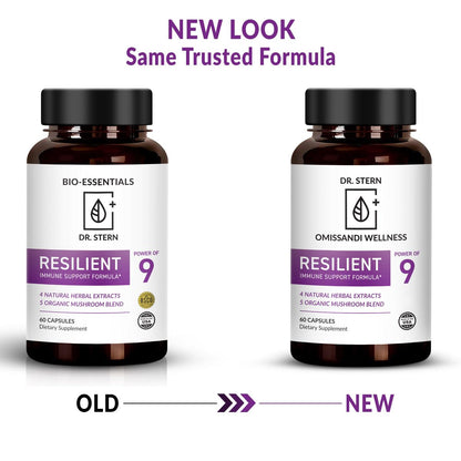 OMISSANDI-WELLNESS Resilient - Natural Immune System Support - Dr. Ian Stern Formulated - to boost your defenses - W/Organic Mushroom Blend, Echinacea, Astragalus & More - Vegan - Made in USA- 60 Caps Dr. Stern buy supplements Au