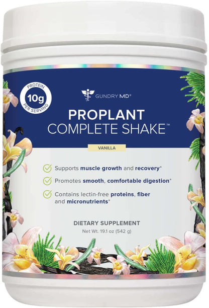 Gundry MD® Pro Plant Complete Shake™ High-Fiber Plant Protein Blend, 20 Servings (Vanilla)