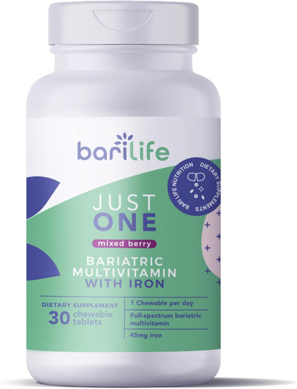 Bari Life Just One Chewable: Once Daily Bariatric Multivitamin + Iron and and BariBurst Calcium Citrate Soft Chews for Gastric Bypass, Gastric Sleeve and Duodenal Switch (Butter Toffee)