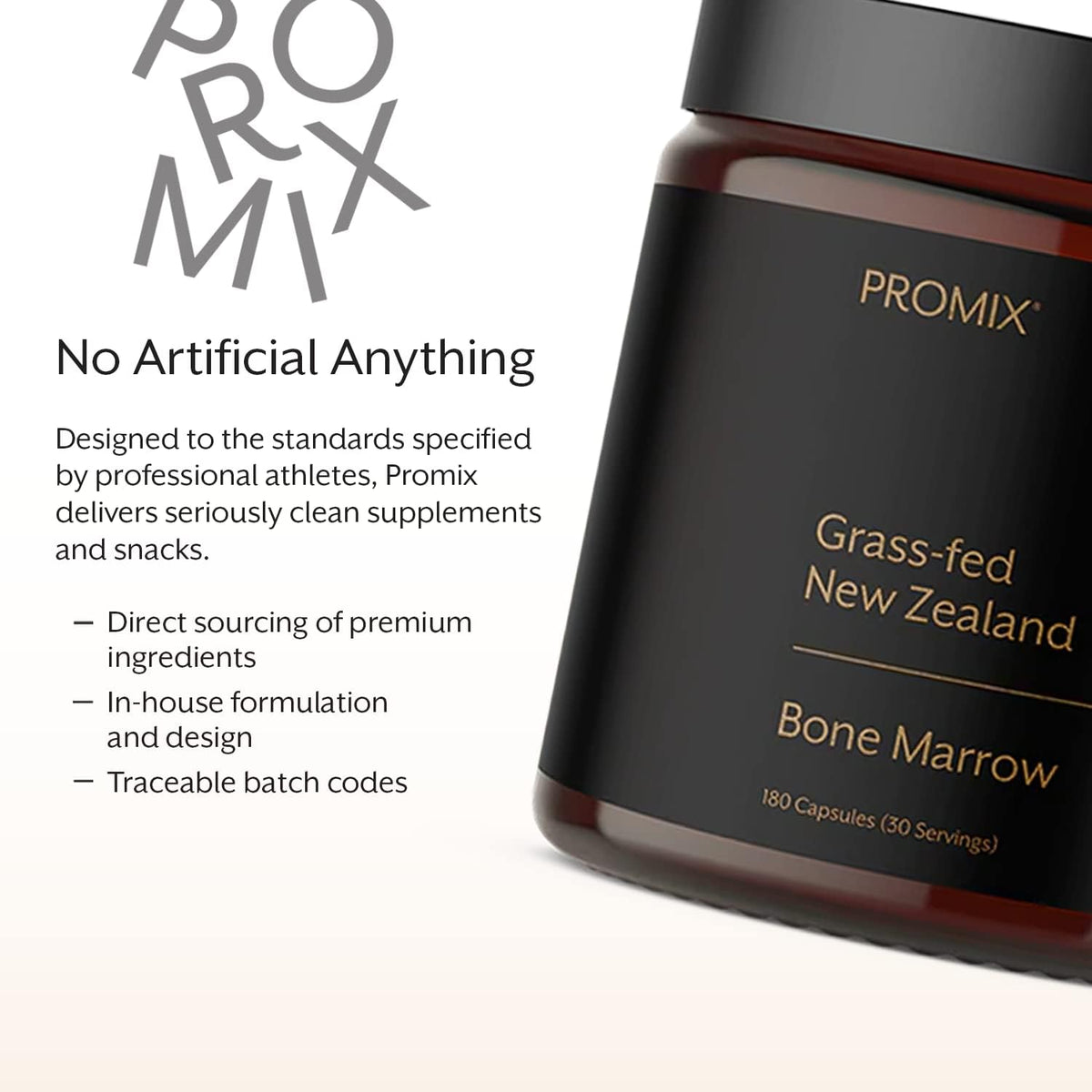 ProMix Nutrition Grass-Fed Beef Bone Marrow Supplement | Rich in Collagen, Vitamins & Minerals - Raw & Freeze Dried | - 180 Gelatin Capsules