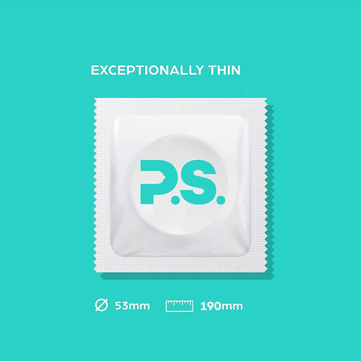 PS Condoms Exceptionally Thin Latex Condoms, Clean & Odorless, 12 Pack | Individually tested, 0.045 mm natural rubber, 40% thinner, lubricated, vegan, and free of PFAS, gluten, glycerin and parabens