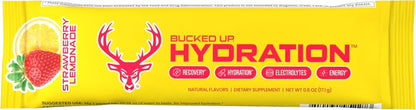 Bucked Up Hydration - Strawberry Lemonade | Electrolyte and Hydration Powder Drink Mix | 18 Packs (18 Servings)