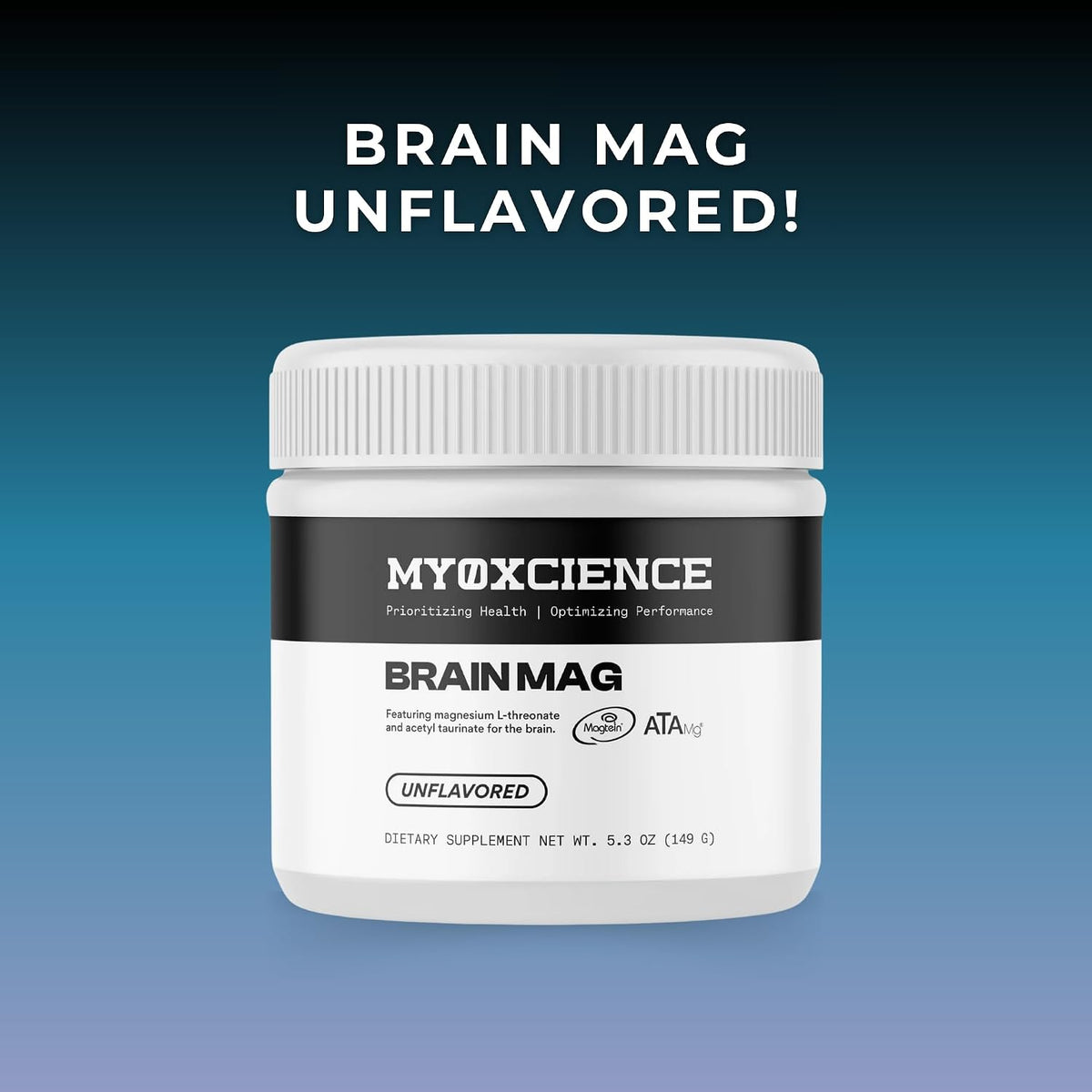 MYOXCIENCE Brain Mag | Magnesium L-Threonate Magtein & Magnesium Glycinate Powder (Unflavored) (60 Servings)
