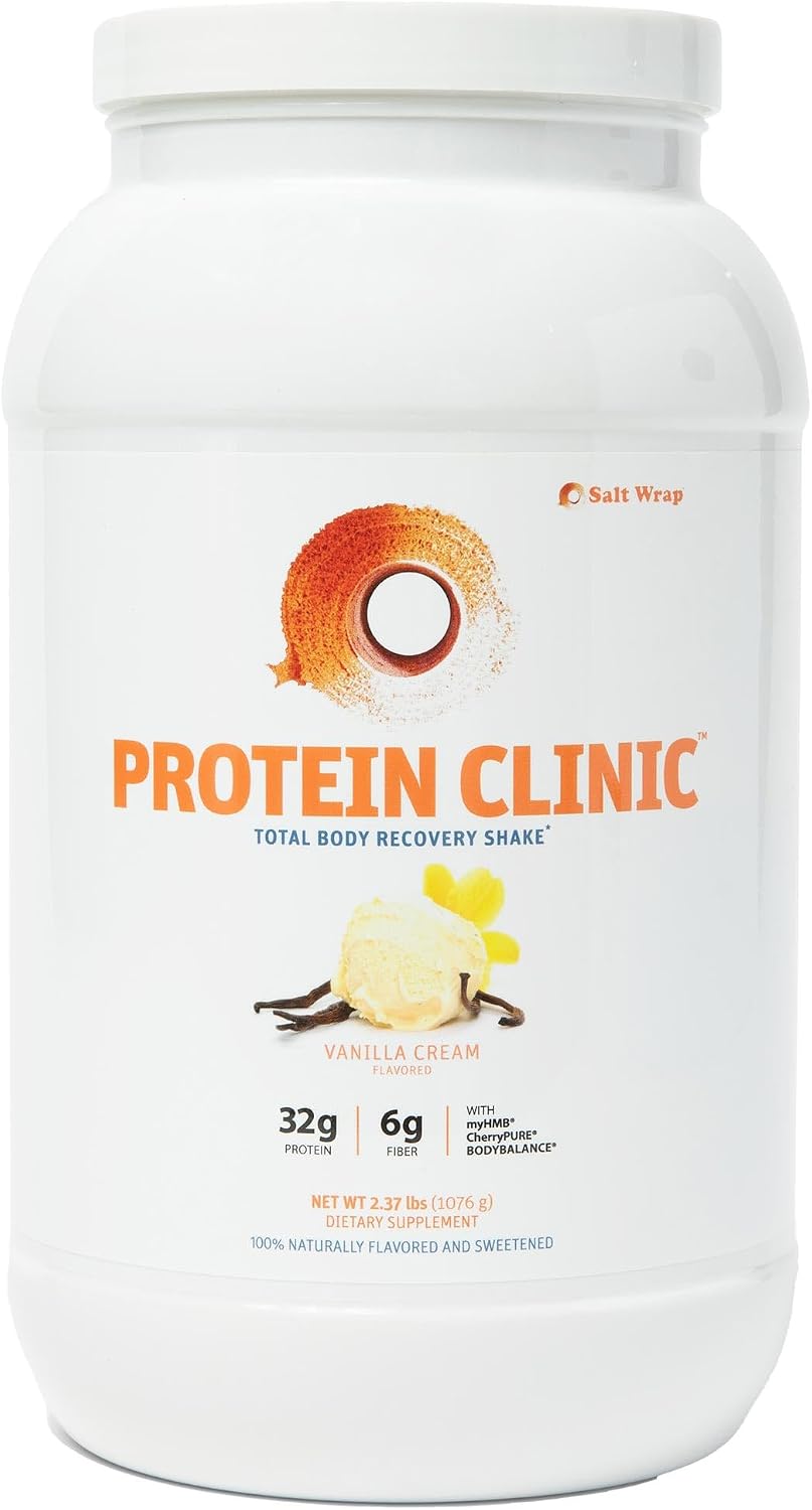Protein Clinic - Collagen Protein Powder Recovery Shake, Vanilla | Dairy-Free with myHMB, CherryPURE and Prebiotic Fiber for Muscle, Joint and Digestive Support, Vitamin D3 and K2