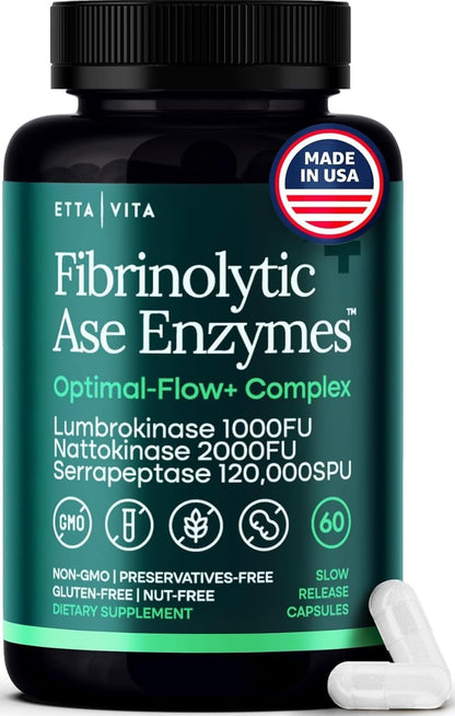 Nattokinase 4000 FU Serrapeptase 240000 SPU Lumbrokinase 2000 FU, 60 Ct | Triple enzyme complex in delayed-release capsules for digestion, gut health & daily energy, non-GMO, gluten free, made in USA
