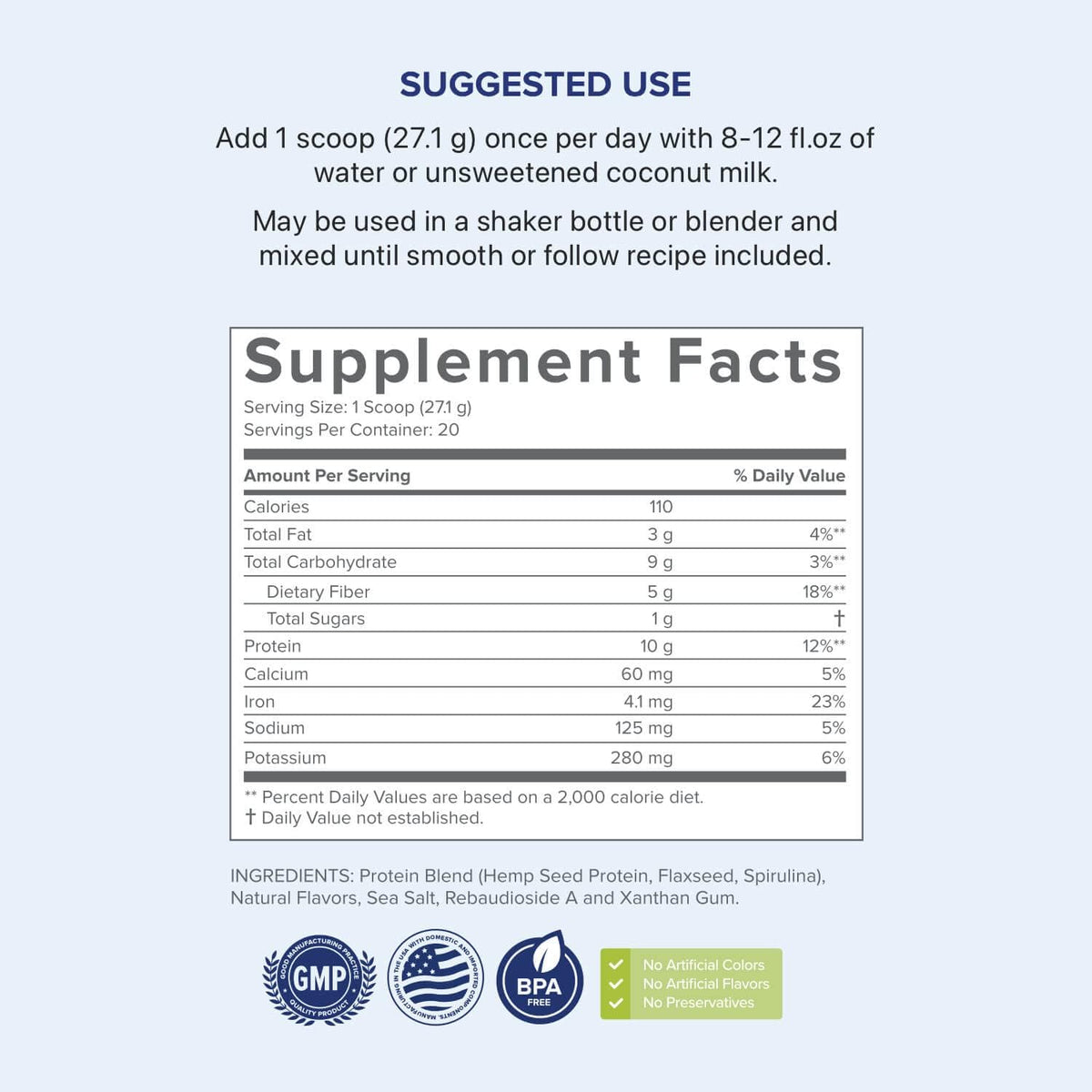 Gundry MD® Pro Plant Complete Shake™ High-Fiber Plant Protein Blend, 20 Servings (Vanilla)