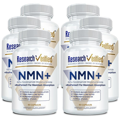 Research Verified NMN - Boost Cellular Energy, Support Healthy Aging & Vitality - 500mg Pure NMN - 60 Capsules - 1 Bottle