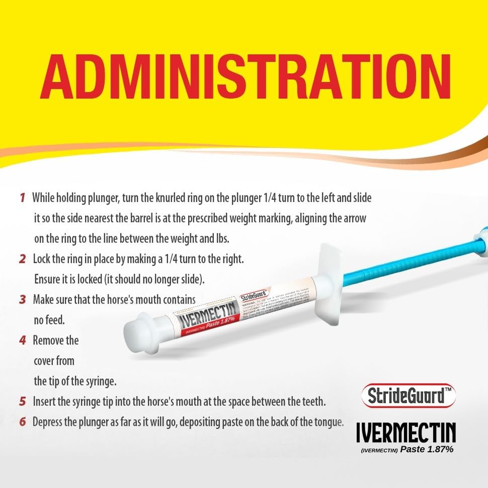 Horse Ivermectin Paste 1.87% – Apple Flavored Oral Horse Dewormer Syringe – 6.08g Tube Treats Horses Up to 1250 LB [Pack-5]