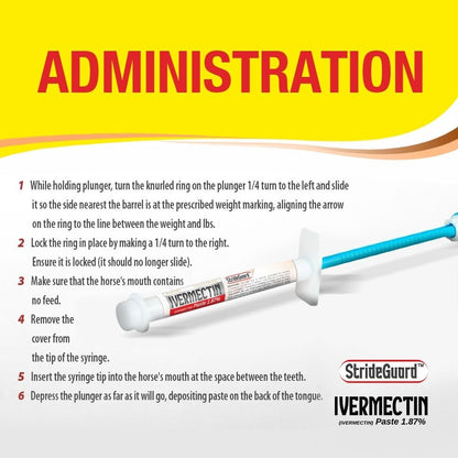 Horse Ivermectin Paste 1.87% – Apple Flavored Oral Horse Dewormer Syringe – 6.08g Tube Treats Horses Up to 1250 LB [Pack-5]