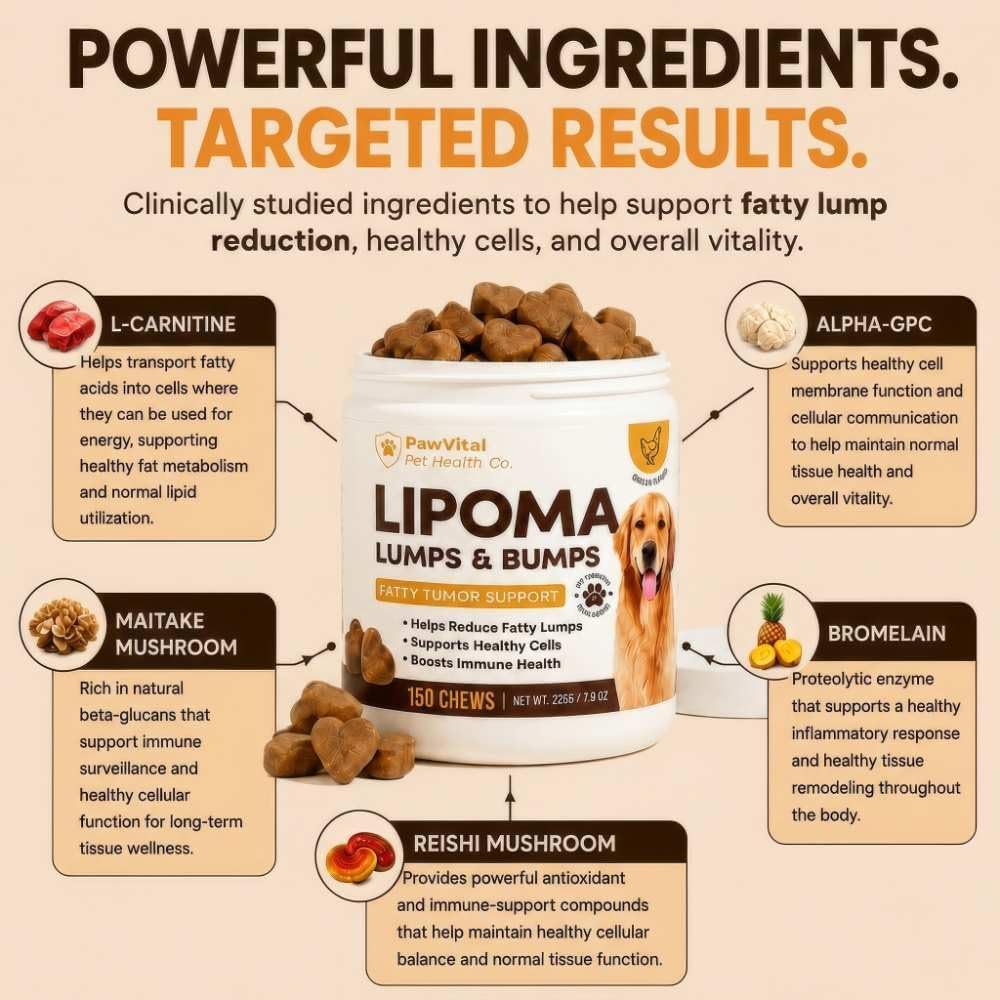 Lipoma Treatment for Dogs – Lumps & Bumps Support, Helps Reduce Fatty Tumors, Turkey Tail Mushroom Chews for Immune Health with L Carnitine, Chicken Flavor, 150 Soft Chews