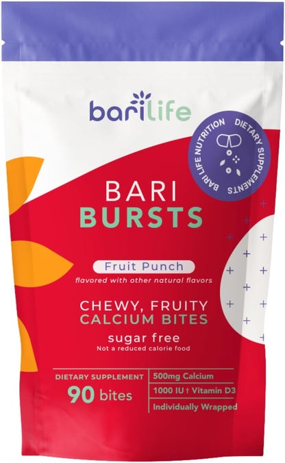 Bari Life Just One Chewable: Once Daily Bariatric Multivitamin + Iron and and BariBurst Calcium Citrate Soft Chews for Gastric Bypass, Gastric Sleeve and Duodenal Switch (Fruit Punch)