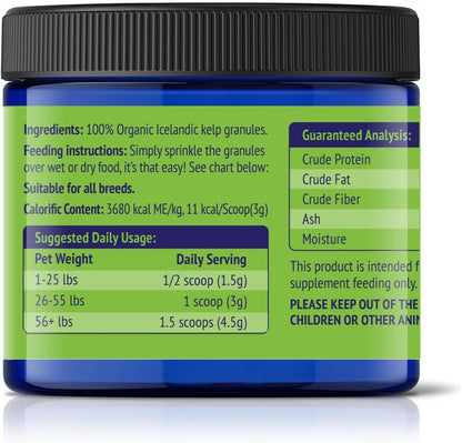 Dog Teeth Cleaning Powder, Dog Plaque and Tartar Remover, Bad Breath Treatment for Dogs with USDA Organic Sea Kelp Powder, Dog Dental Care Made Easy, for All Ages, 12 oz