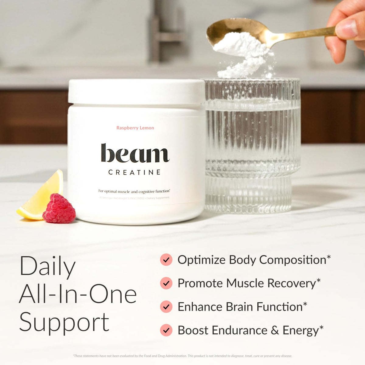 BEAM Creatine Monohydrate Powder – 5g Micronized Creatine Monohydrate, Third Party Tested Creatine for Women & Men, Muscle Strength, Growth, Recovery & Cognitive Support, Unflavored, 30 Servings