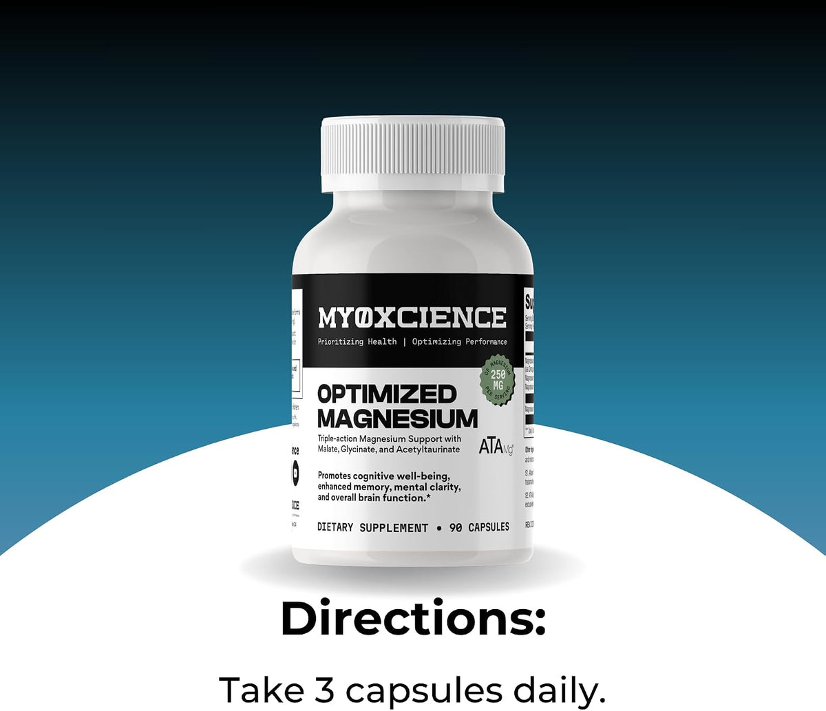 MYOXCIENCE Optimized Magnesium Glycinate + Magnesium Taurate (as ATAmag®) for High Brain Bioavailability to Support Stress Relief and Sleep | 30 Servings