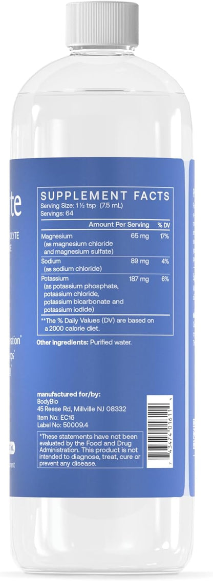 BodyBio e-Lyte Sugar Free Electrolyte for Hydration, Energy & Cramp Relief | No Sugar, No Artificial Flavors, No Fillers, Keto Friendly