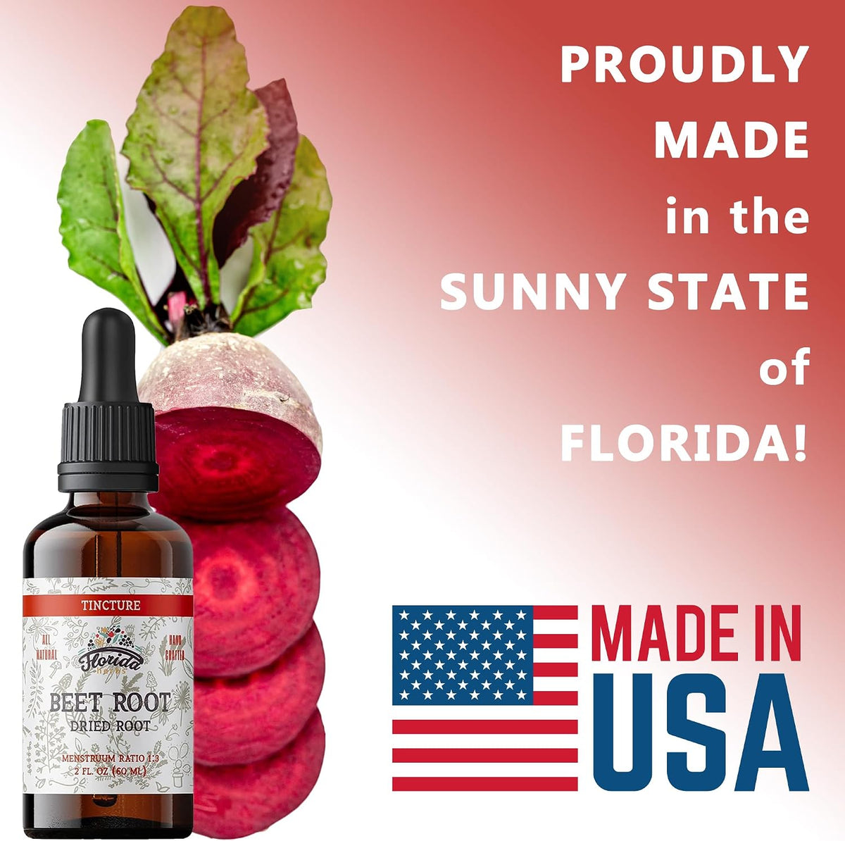 Beet Root Supplement - Liquid Beets Extra Fast Absorption - Beet Root Tincture Organic Extract, Gluten Free, 2 Fl Oz