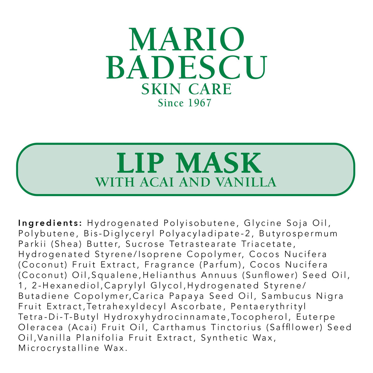 Mario Badescu Lip Mask with Acai and Vanilla for All Skin Types, Overnight Lip Treatment Enriched With Skin Softening Coconut Oil and Hydrating Shea Butter, 0.5 Ounces Mario BadescuBuy Supplements Australia