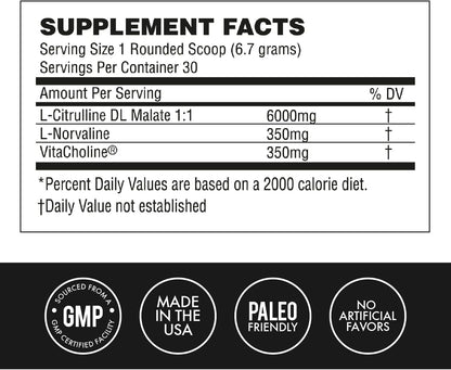 MetCon Power Pre-Pump Nitric Oxide Booster - Pre Workout Nitric Oxide Supplement - Boost Nitric Oxide, Increase Blood Flow, and Amplify Strength - All Natural | Unflavored