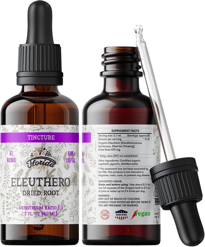Eleuthero Tincture, Organic Eleuthero Extract (Siberian Ginseng, Eleutherococcus senticosus)