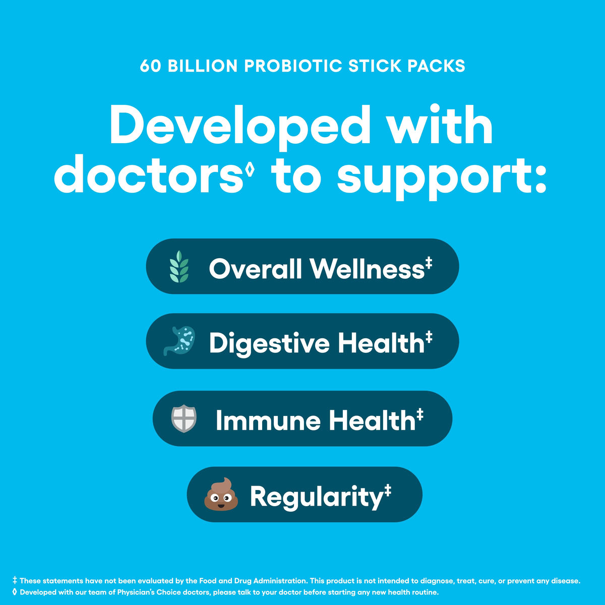 Physician's CHOICE Probiotics 60 Billion CFU - 10 Strains + Organic Prebiotics - Immune, Digestive & Gut Health - Supports Occasional Constipation, Diarrhea, Gas & Bloating - for Women & Men - 30ct