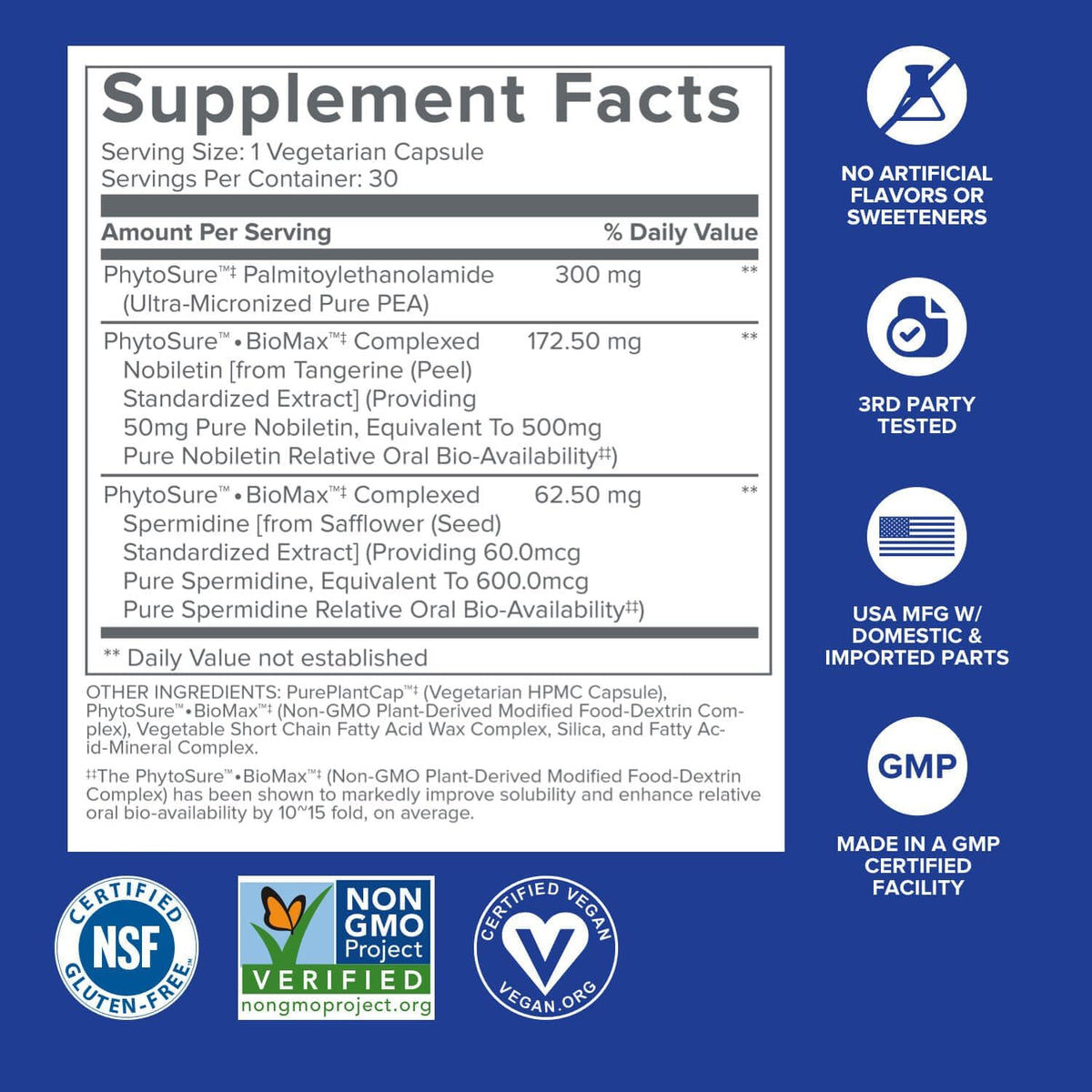 Gundry MD® Bio Sync Longevity Supplement, 30 Servings | Certified Vegan, Certified Gluten Free, Non-GMO, Sugar Free, Made with Spermidine, PEA, & Nobiletin, Feel More Energetic