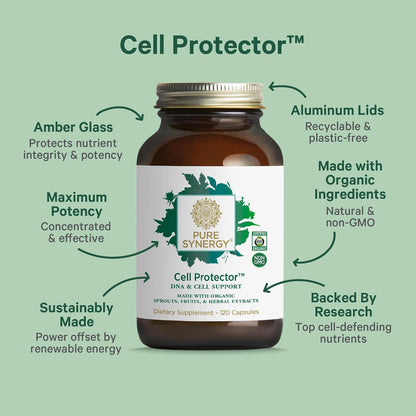 PURE SYNERGY Cell Protector | Cellular Health Supplement | Cell and Immune Support with Selenium and Organic Cruciferous Vegetables | for Healthy Aging & Detoxification (120 Capsules)