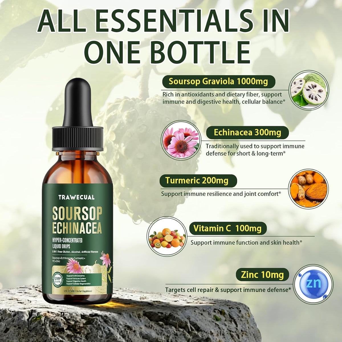 Soursop Echinacea Drops & Liposomal Cayenne Pepper Drops Supplement Bundle