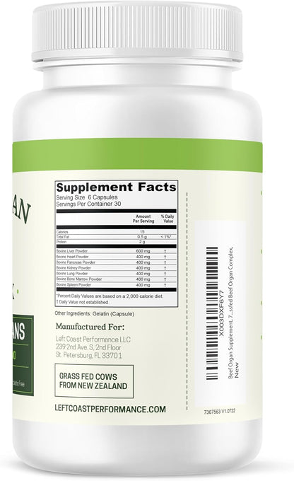 Left Coast Performance Bone Broth Capsules 180 Count + Beef Organ Complex Capsules 180 Count
