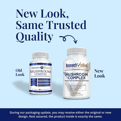Research Verified Mushroom Complex - Support Immunity, Boost Antioxidants, Improve Cognitive Function - 10 Mushrooms Including Reishi, Maitake, and Shiitake - 60 Capsules - Vegan