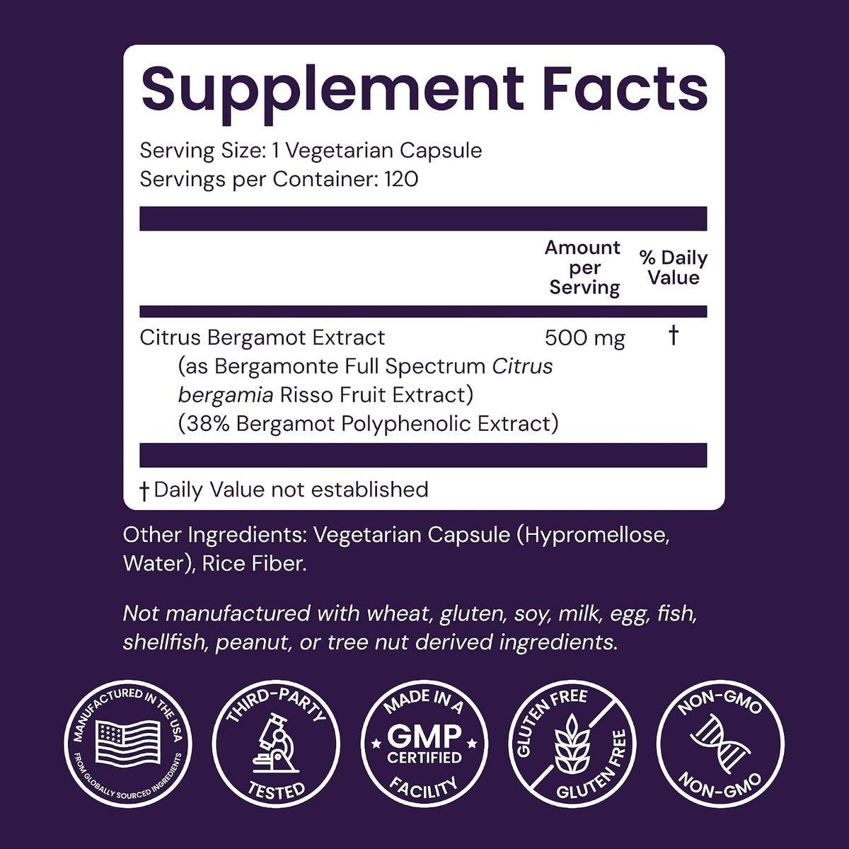 Healthy Origins Citrus Bergamot Bergamonte 500 mg, 120 Veggie Caps