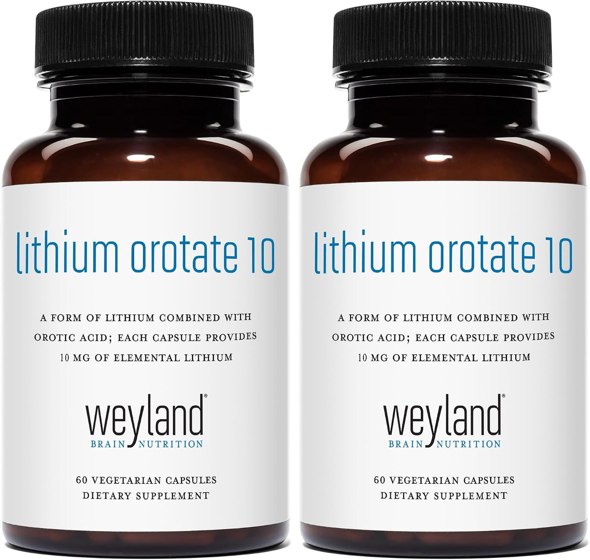 Lithium Orotate - 10mg of Elemental Lithium, 60 Vegetarian Capsules (Pack of 2)