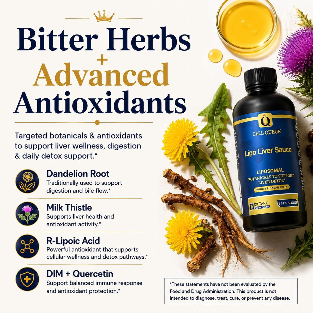Lipo Liver Sauce - Liposomal Liver Cleanse & Detox Support Liquid with Milk Thistle, Dandelion, R-Lipoic Acid, DIM & Quercetin | Supports Bile Flow, Digestion & Liver Health | Highly Bioavailable
