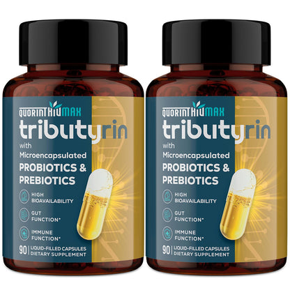 Tributyrin Supplement for Gut & Immune 800mg | High Bioavailability with Microencapsulated Probiotics & Prebiotics - Advanced Liquid-Filled Tributyrin Complex, Gluten Free, 90 Capsules