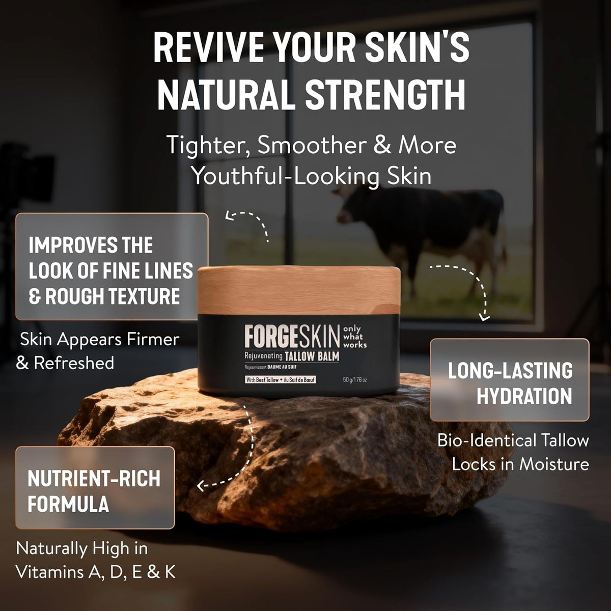 Forge Skin® Men's Daily Anti-Aging Face Care Routine | Beef Tallow Balm Moisturizer + Nourishing Cleanser Exfoliating Face Wash + Radiance & Hydration Wrinkle Defense Serum Skincare Bundle