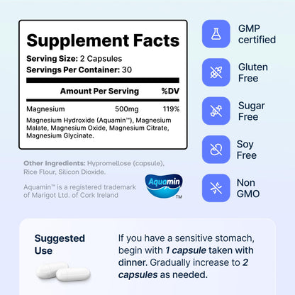 Spectrum 5 Magnesium | 5-in-1 Complex + 72 Trace Minerals for Enhanced Absorption | Irish Sea Sourced | 500mg per Serving