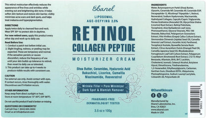 Ebanel Anti Aging Skincare Bundle of Retinol Moisturizer Cream with Collagen and Hyaluronic Acid Serum, Reduces Wrinkles, Hydrates, Firm and Smooth Skin
