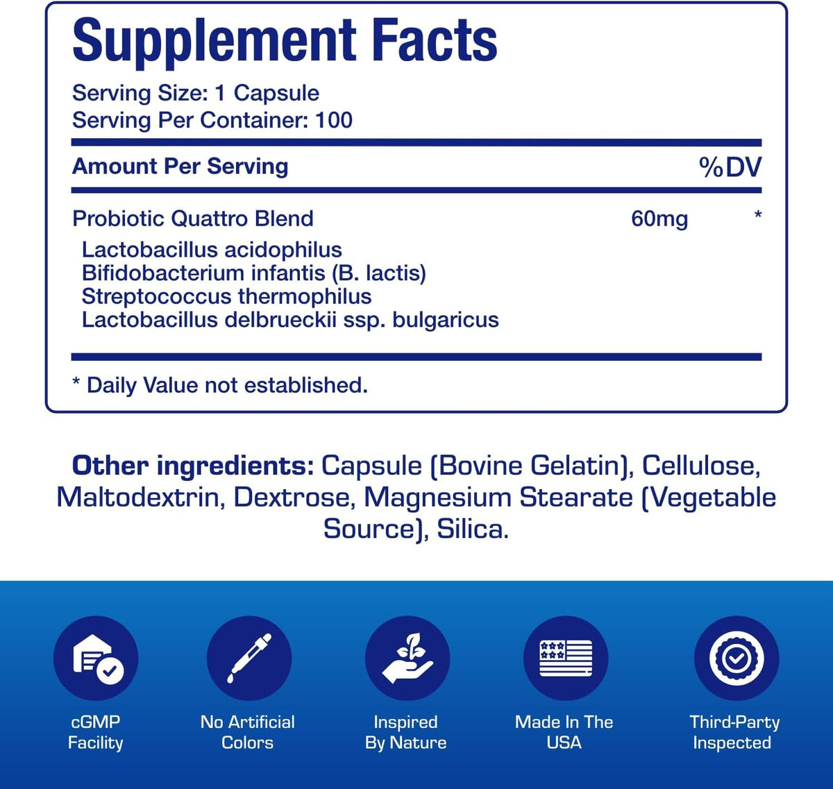 Advanced Digestive Probiotics for Women & Men - 4 in 1 Quadbiotic for Women & Men with Lactobacillus and Bifidobacterium Probiotics for Digestive Health Bloating and Constipation - 100 Servings