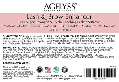 Agelyss Lash & Brow Enhancer - Longer, Stronger & Thicker Lash and Brows - 1 Bottle