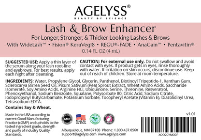 Agelyss Lash & Brow Enhancer - Longer, Stronger & Thicker Lash and Brows - 1 Bottle