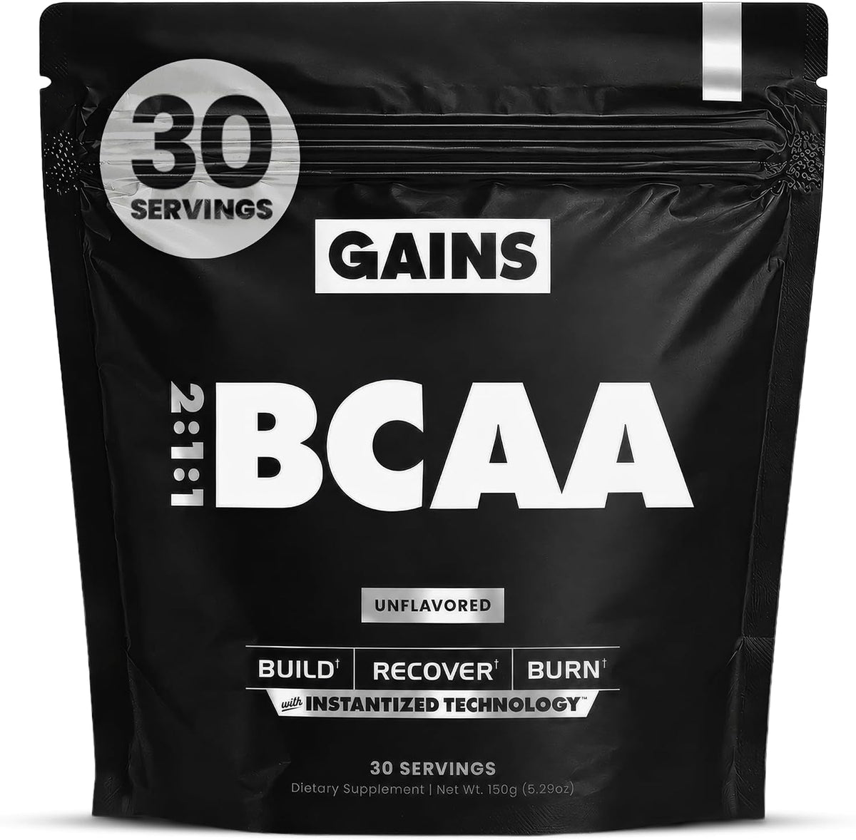 Gains in Bulk BCAA Powder, Amino Acids, Unflavored, 30 Servings