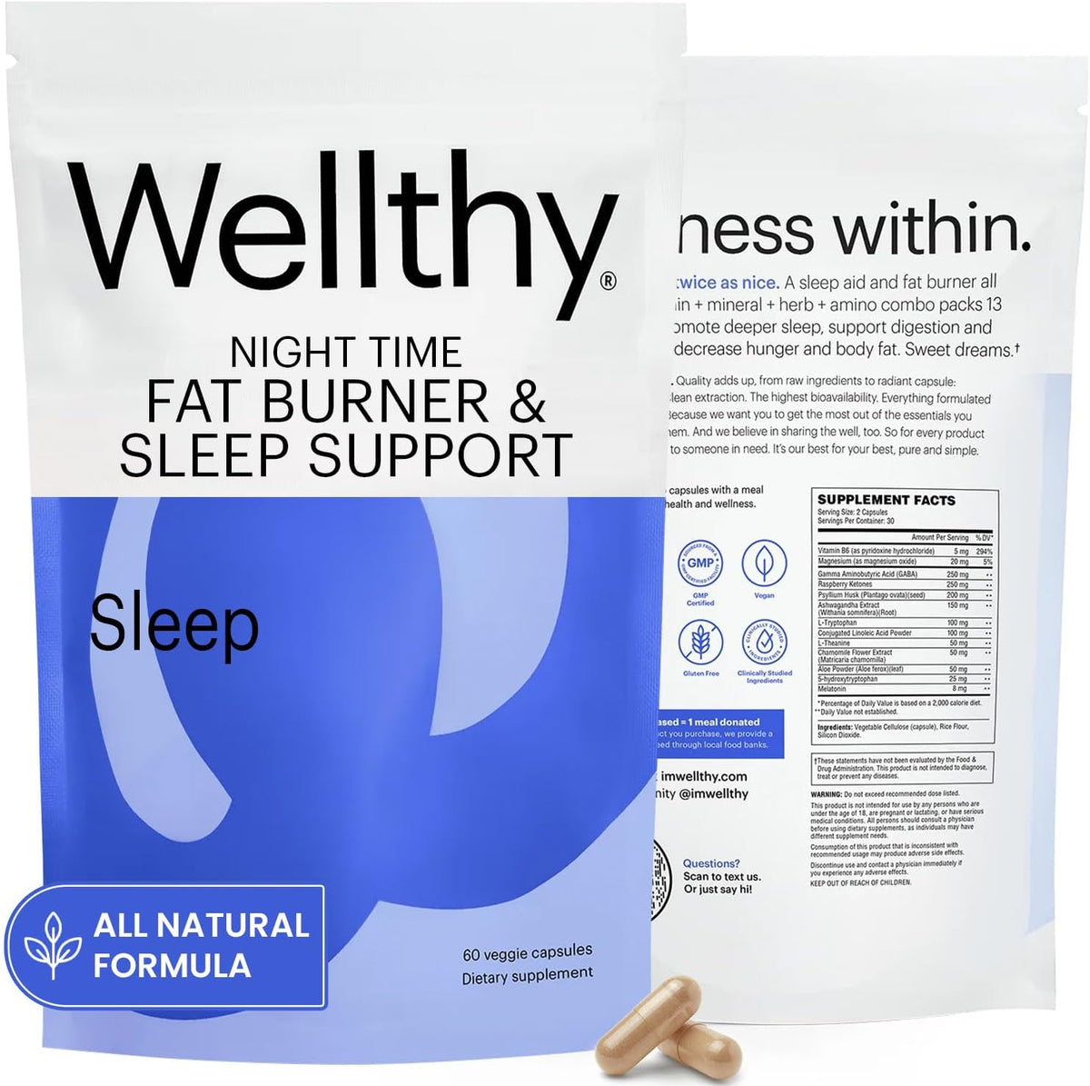 Wellthy Daily Multivitamin & Night Time Weight Loss Bundle - Healthy Skin, Hair, Nails & Sleep Support