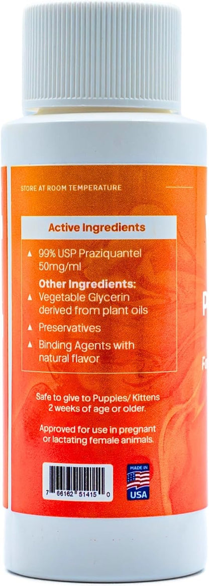 Liquid Intestinal Support for Dogs and Cats with Vetr PraziMax - Targets Tapeworms - 60mL Bottle with Dropper - Roasted Chicken Flavor