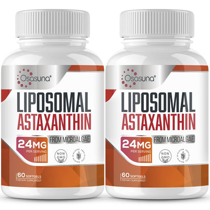 Liposomal Astaxanthin Supplement 24 MG, Maximum Absorption, Antioxidant Stronger Than VIT C, Non-GMO & Gluten Free - 60 Softgels(2 Months Supply)