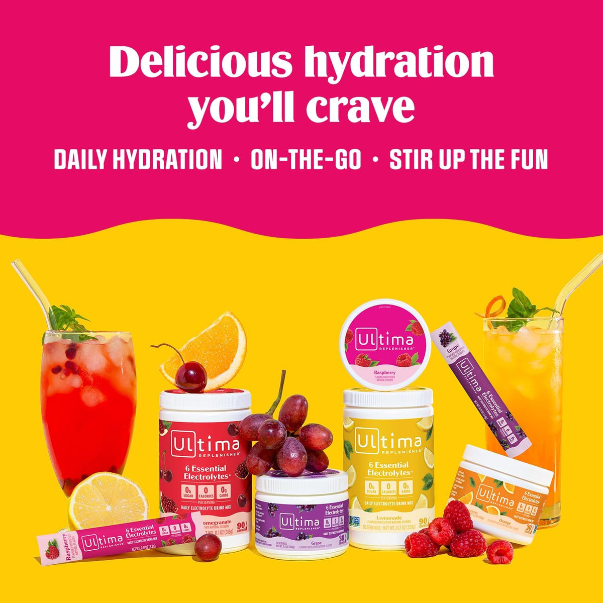 Ultima Replenisher Electrolyte Powder Drink Mix Bundle – Sugar Free – Lemonade and Raspberry, 90 Servings – Hydration Powder - 6 Key Electrolytes and Trace Minerals – Keto Friendly, Non-GMO