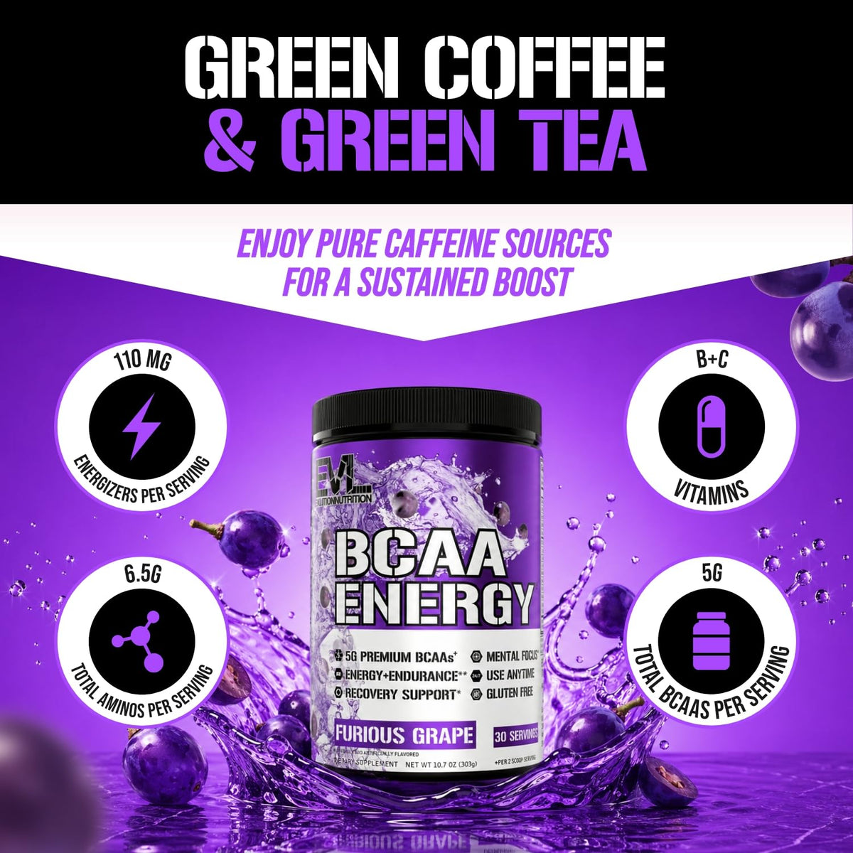 Evlution EVL BCAAs Amino Acids Powder - BCAA Energy Pre Workout Powder for Muscle Recovery Lean Growth and Endurance - Rehydrating Post Workout Recovery Drink with Natural Caffeine - Pink Lemonade