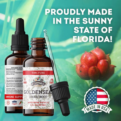 Goldenseal Tincture 2 oz – Organic Herbal Extract | Alcohol Free | Vegan Herbal Drops - Made in USA
