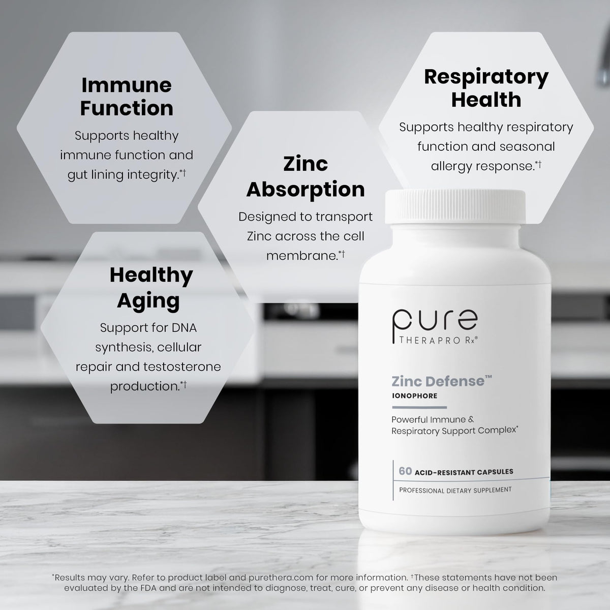 Zinc Defense | Zinc + Copper + Quercetin | 60 Servings in Vegan Capsules | L-OptiZinc & Quercefit Ionophore | Chelated Minerals | Immune, Gut, & Hormonal Balance Support